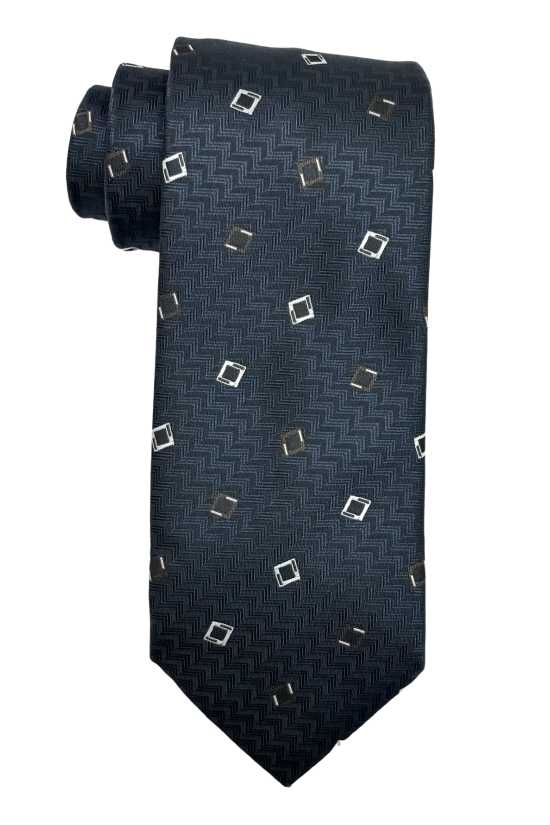 Blue Geometric Silk Necktie for Men