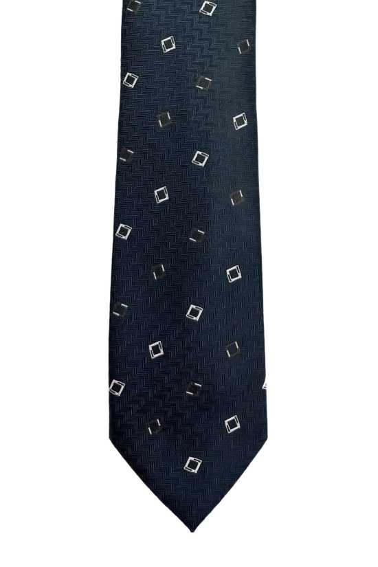 Blue Geometric Silk Necktie for Men