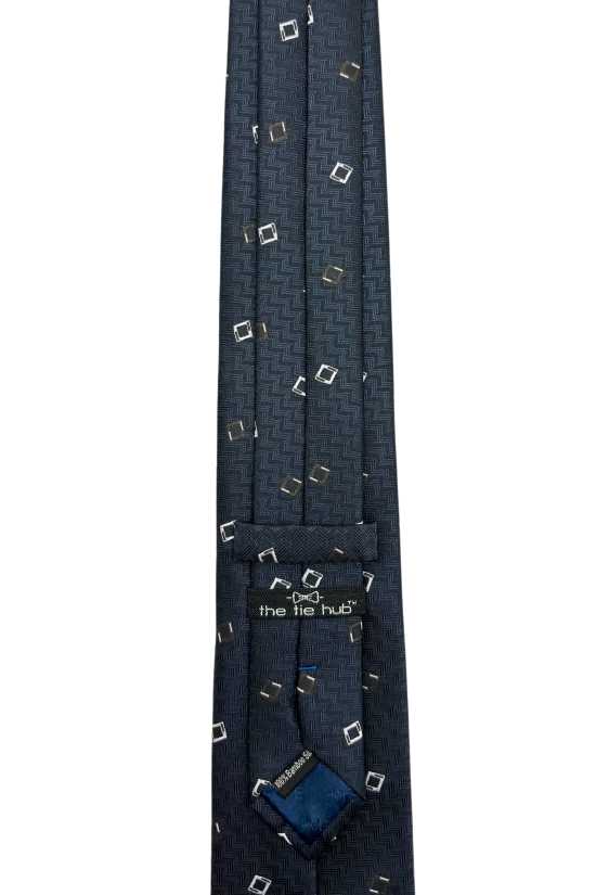 Blue Geometric Silk Necktie for Men