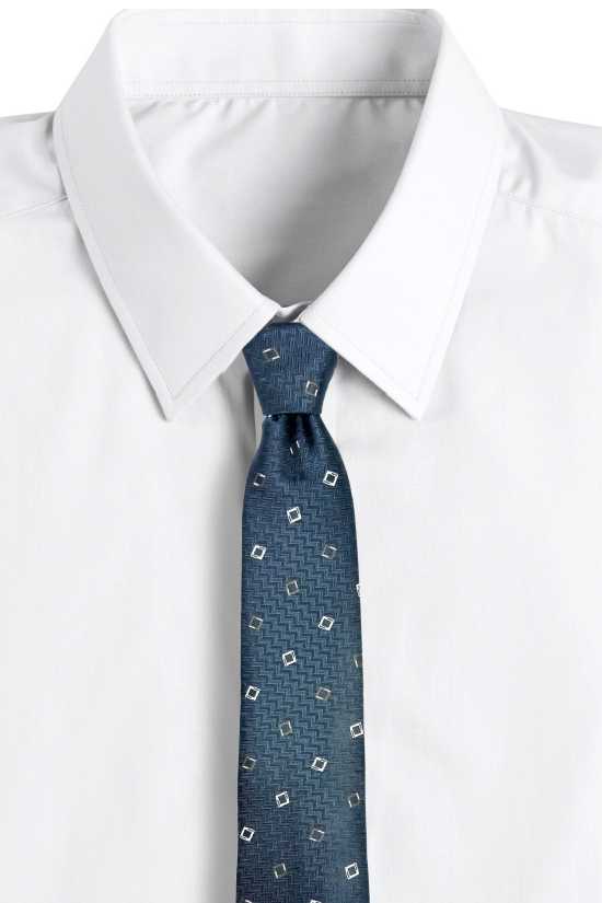 Blue Geometric Silk Necktie for Men