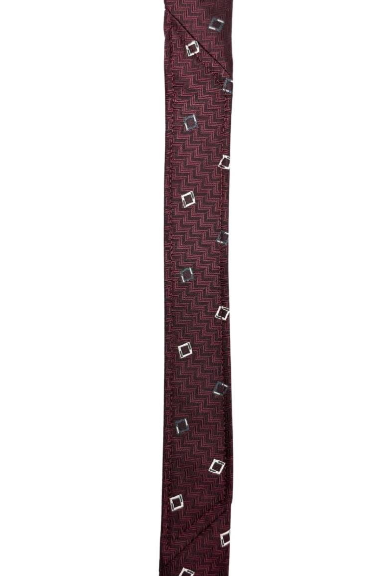 Red Geometric Silk Necktie for Men
