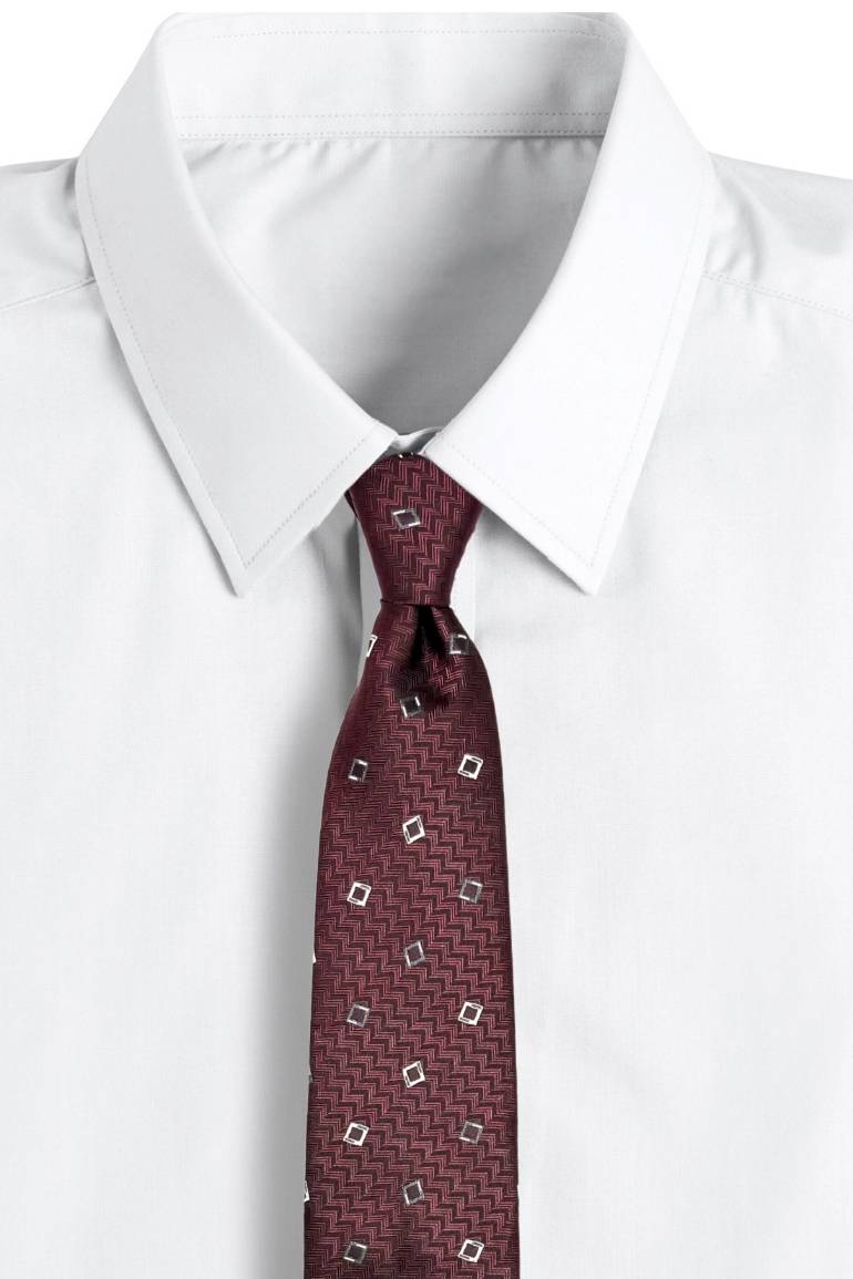 Red Geometric Silk Necktie for Men