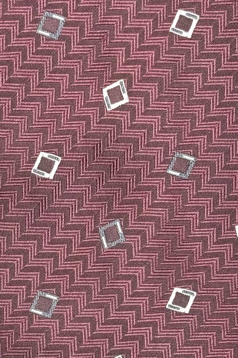 Red Geometric Silk Necktie for Men