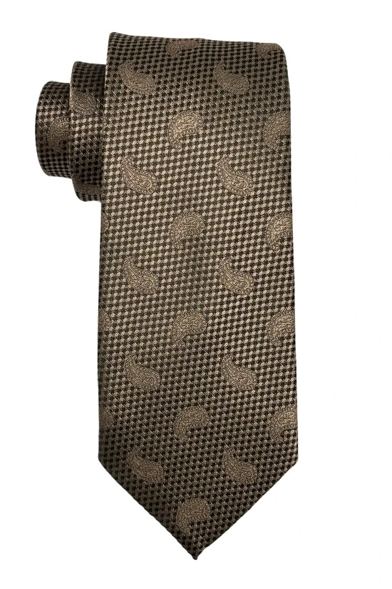 Brown Paisley Silk Necktie for Men