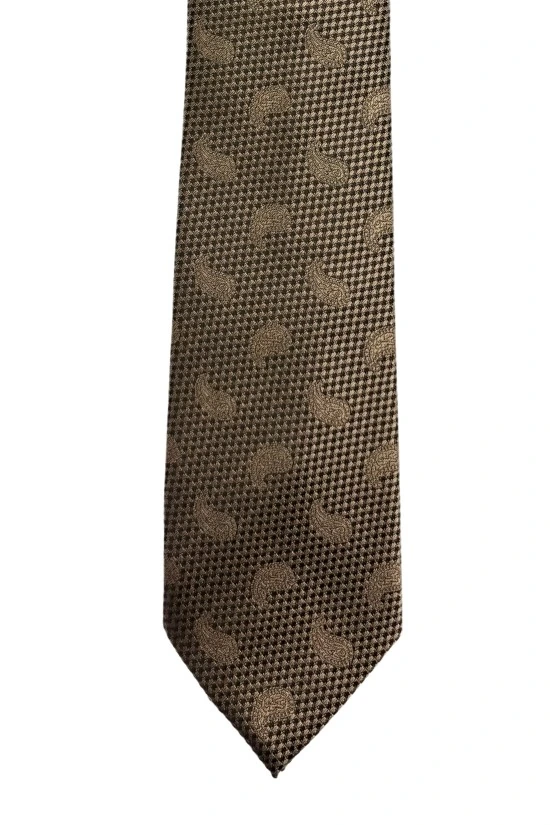Brown Paisley Silk Necktie for Men