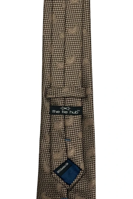 Brown Paisley Silk Necktie for Men