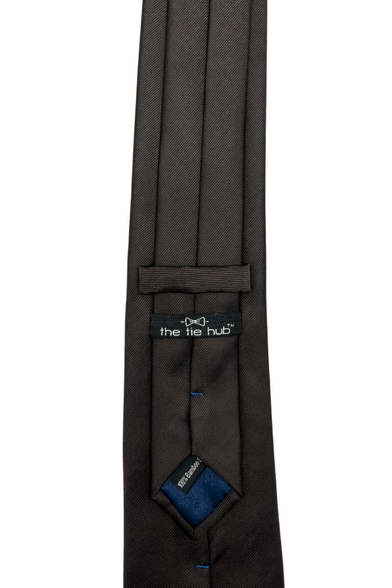 Brown Solid Silk Necktie for Men