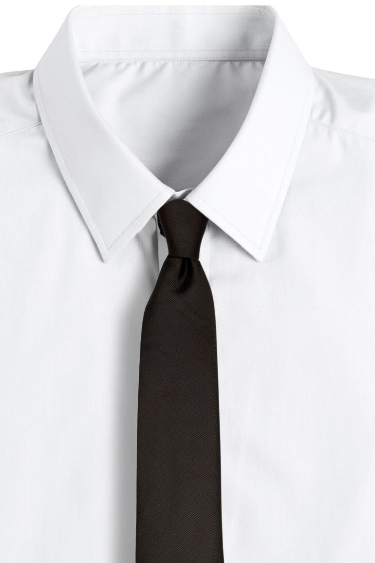 Brown Solid Silk Necktie for Men