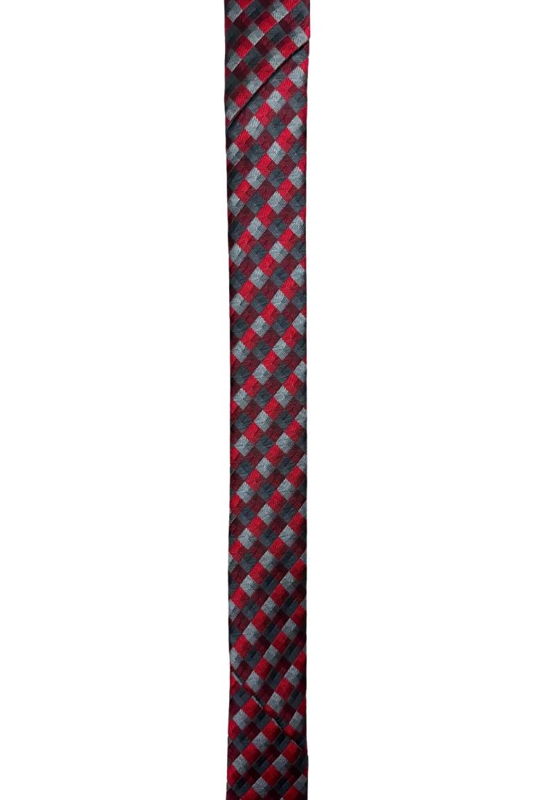Red Checkered Silk Necktie for Men