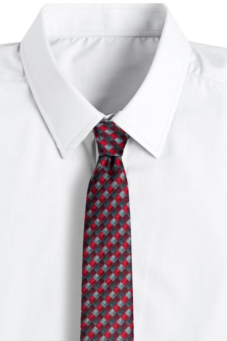 Red Checkered Silk Necktie for Men