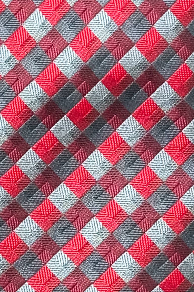 Red Checkered Silk Necktie for Men