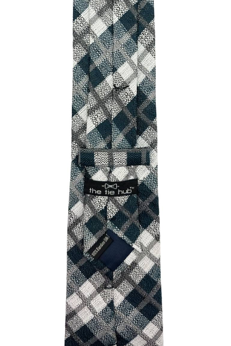 Green Checkered Silk Necktie for Men