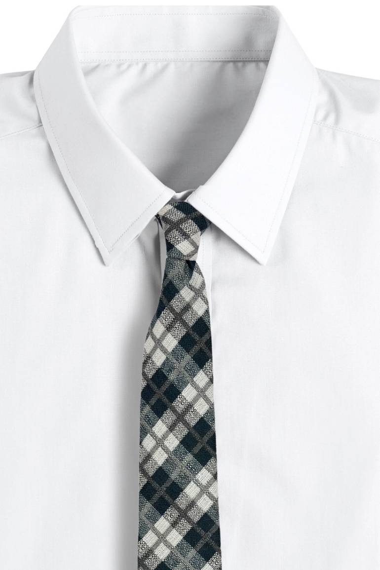 Green Checkered Silk Necktie for Men