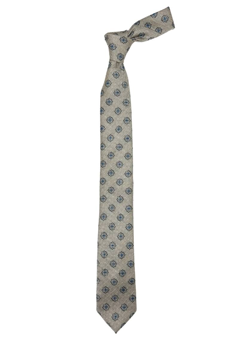 White Floral Silk Necktie for Men