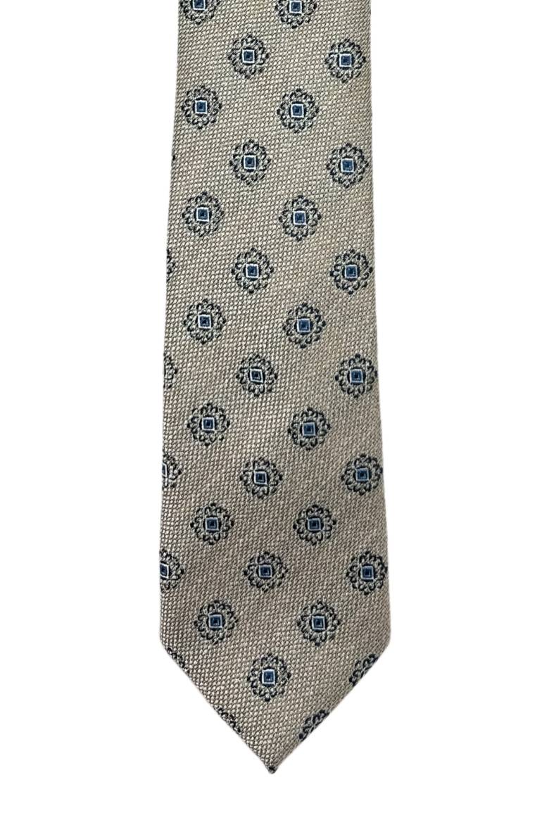White Floral Silk Necktie for Men