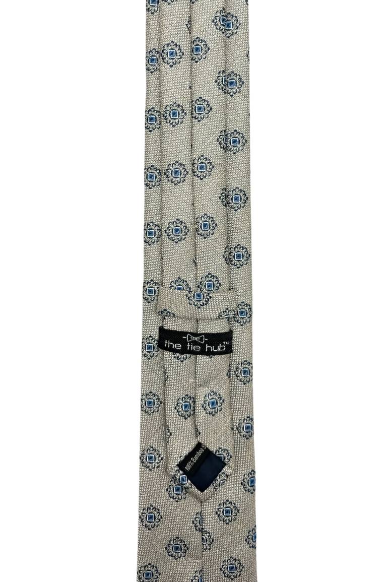 White Floral Silk Necktie for Men
