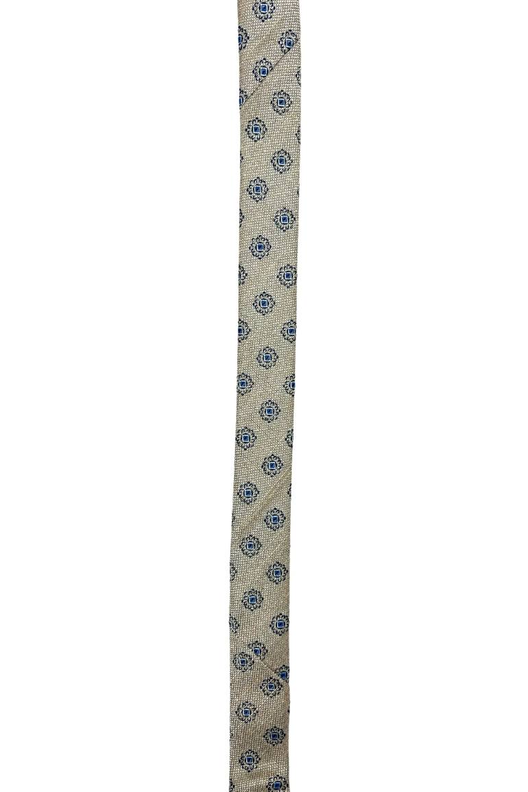White Floral Silk Necktie for Men