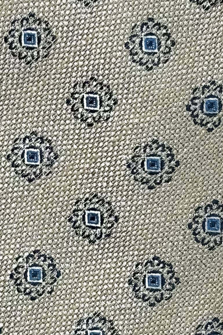 White Floral Silk Necktie for Men