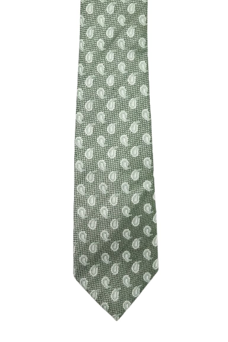 Green Paisley Silk Necktie for Men