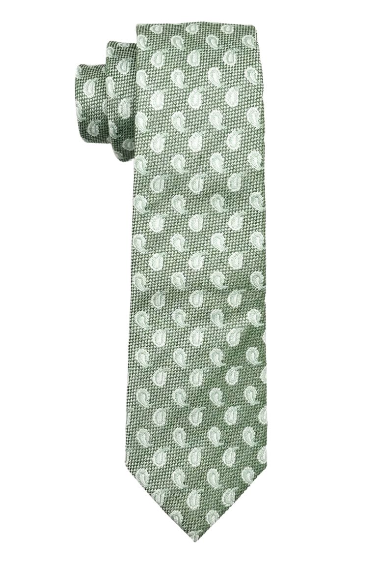 Green Paisley Silk Necktie for Men