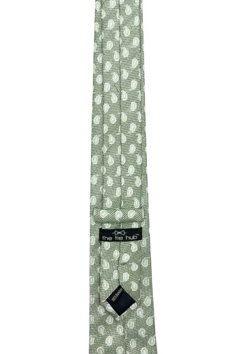 Green Paisley Silk Necktie for Men