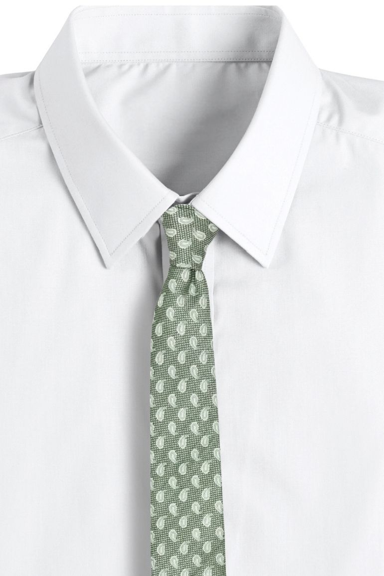 Green Paisley Silk Necktie for Men