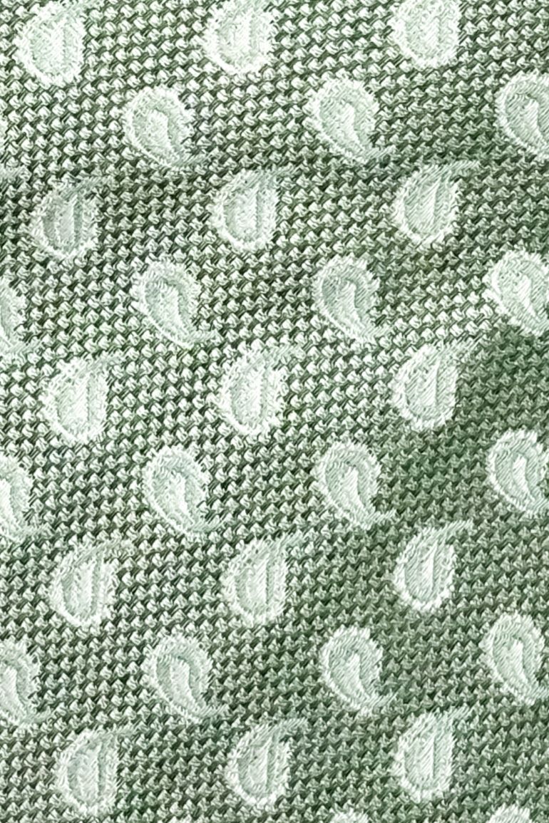 Green Paisley Silk Necktie for Men