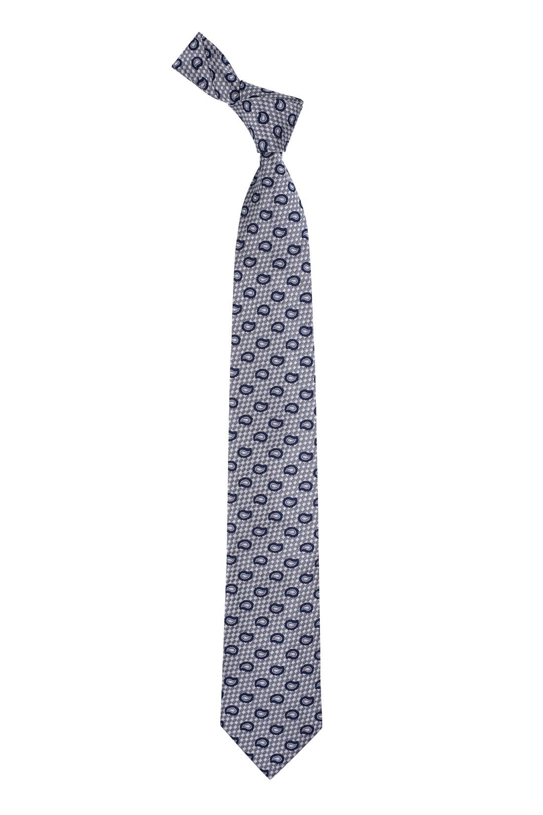 Grey Paisley Silk Necktie for Men