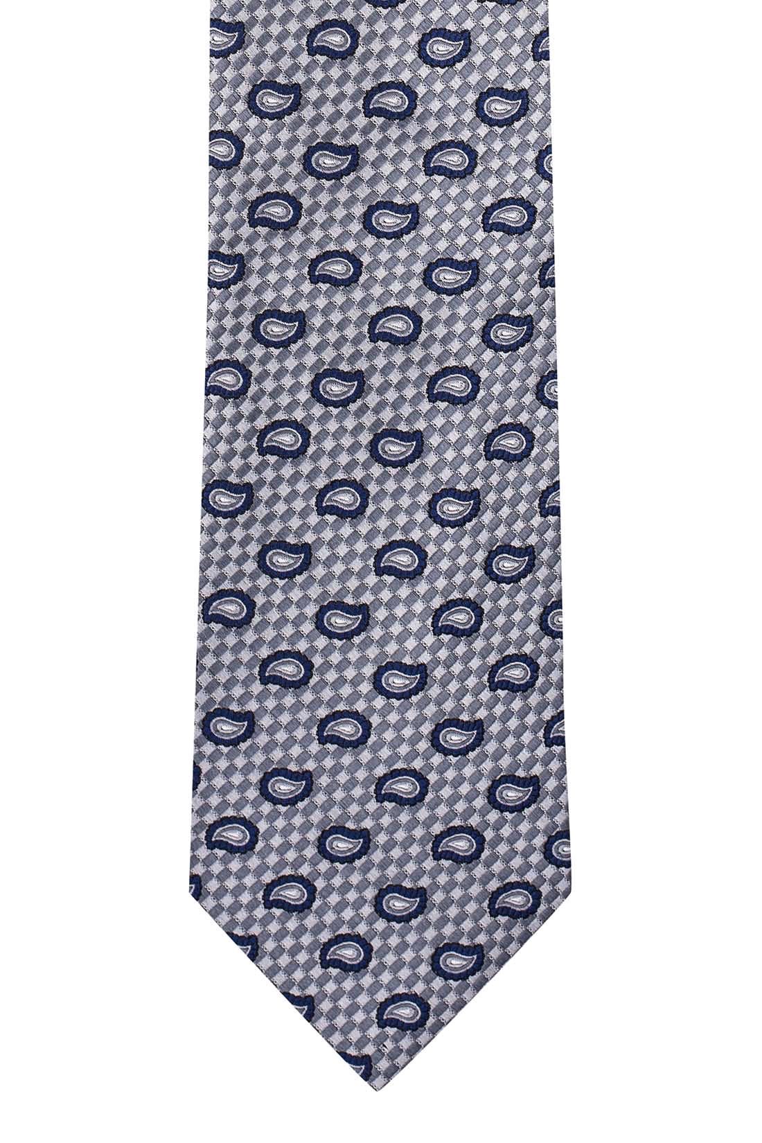 Grey Paisley Silk Necktie for Men