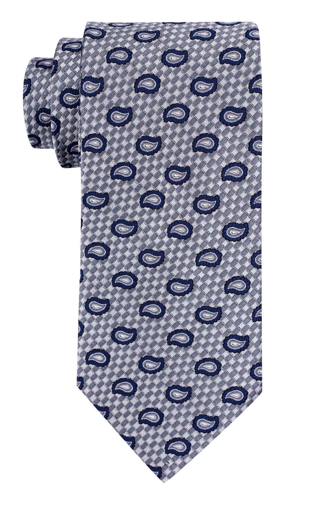 Grey Paisley Silk Necktie for Men