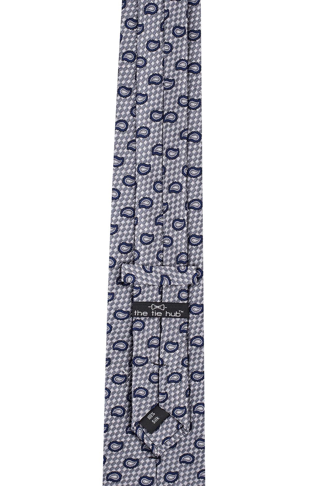 Grey Paisley Silk Necktie for Men