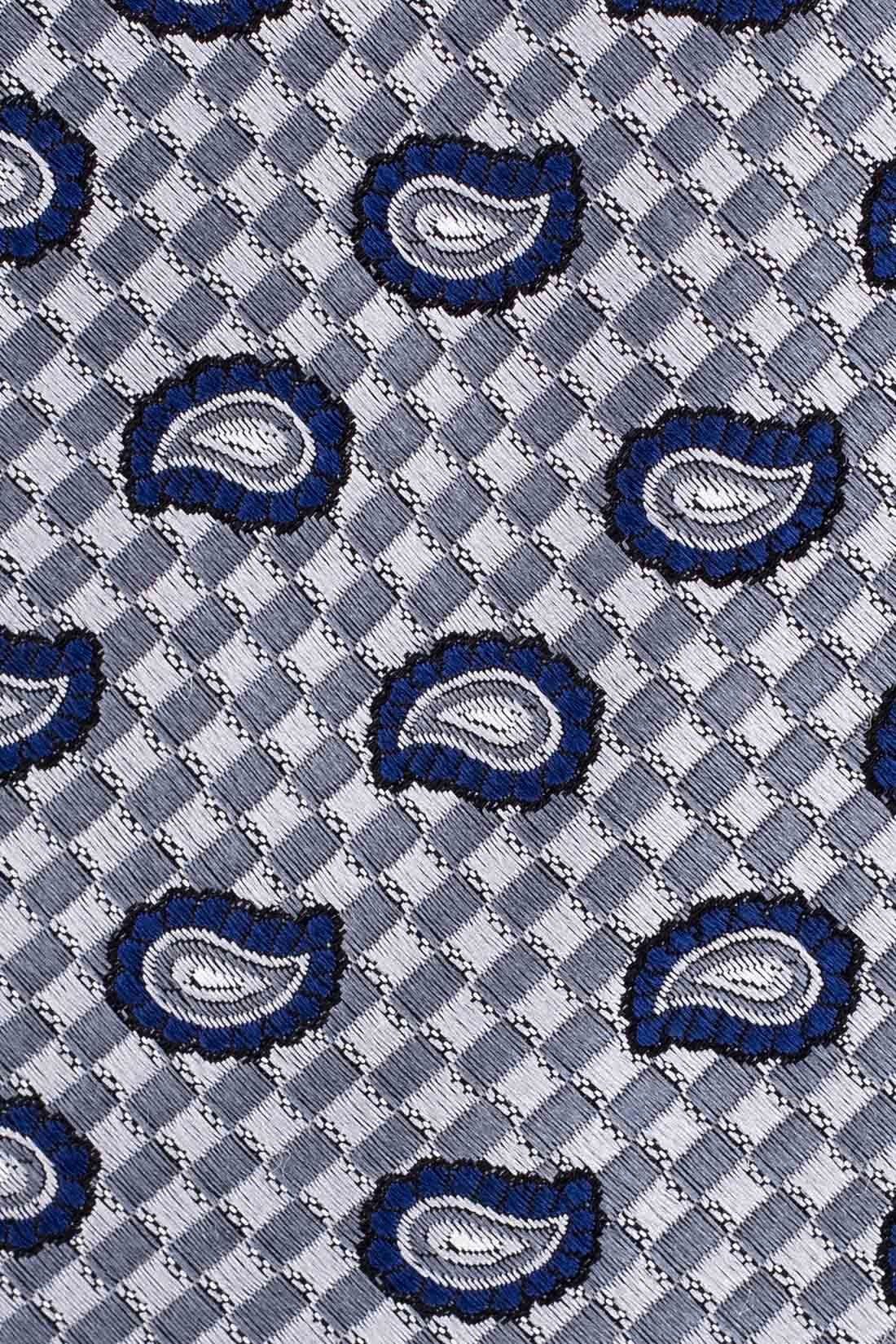 Grey Paisley Silk Necktie for Men