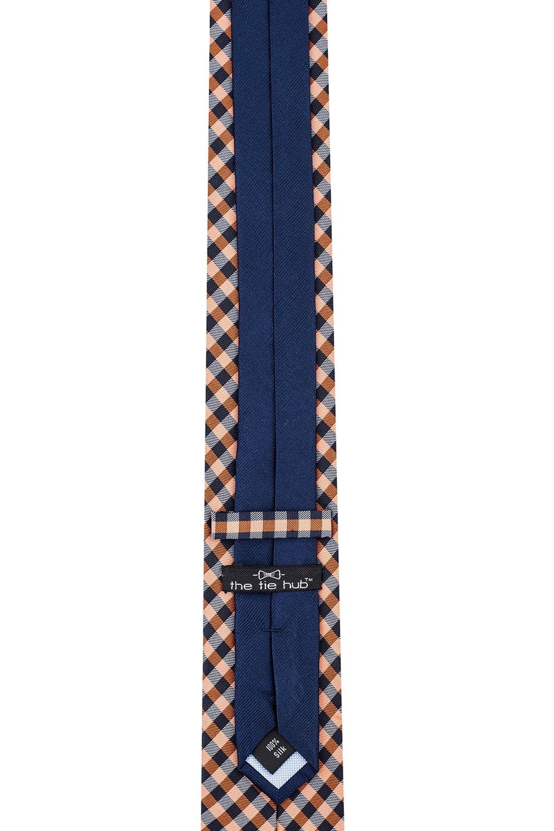 Orange Checkered Silk Necktie for Men