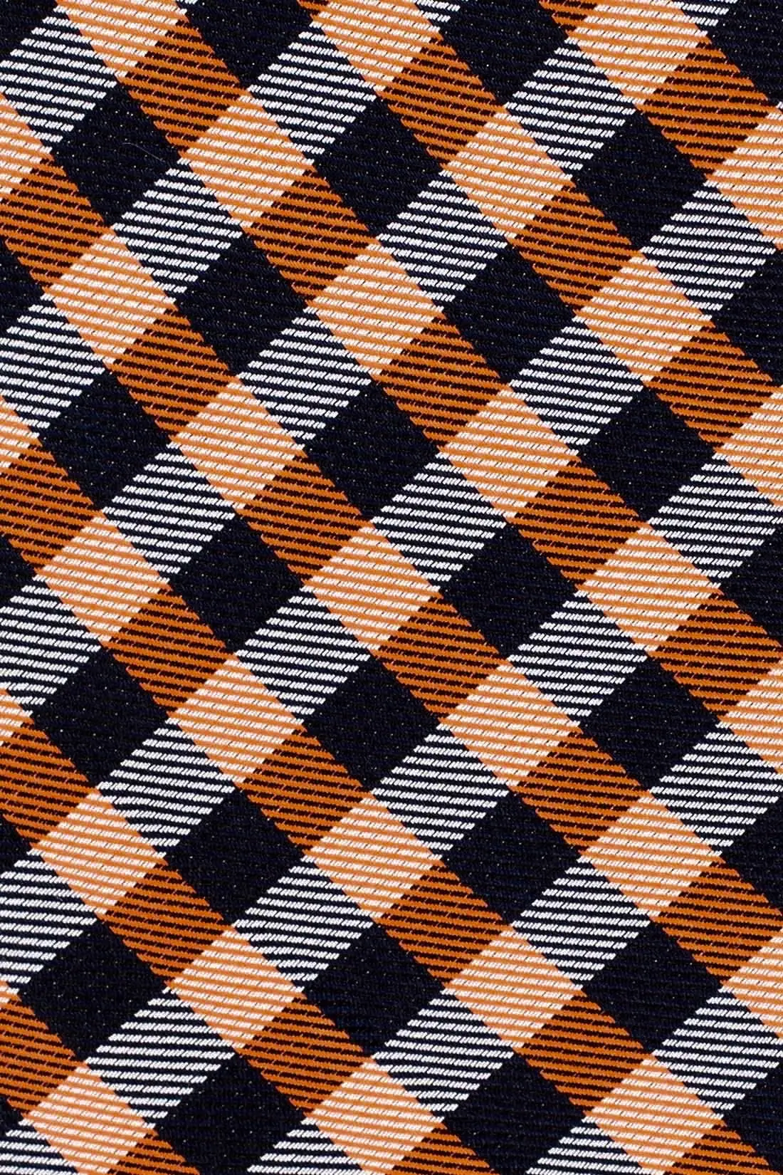 Orange Checkered Silk Necktie for Men