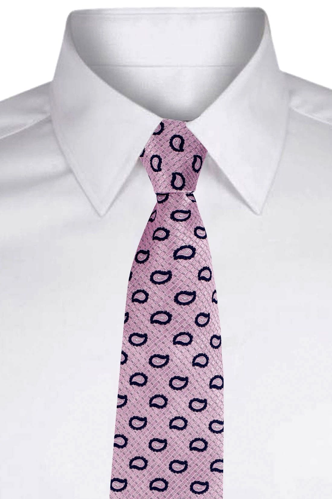 Pink Paisley Silk Necktie for Men