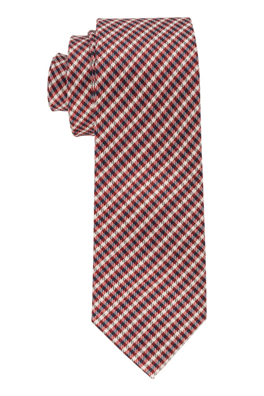 Red Geometric Silk Necktie for Men