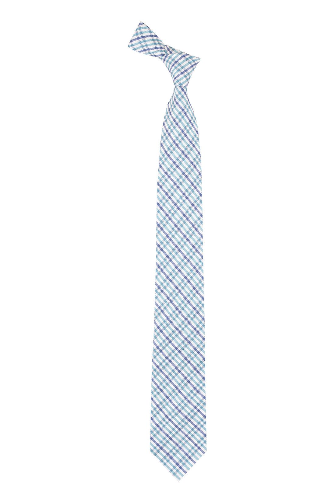 Blue Checkered Silk Necktie for Men