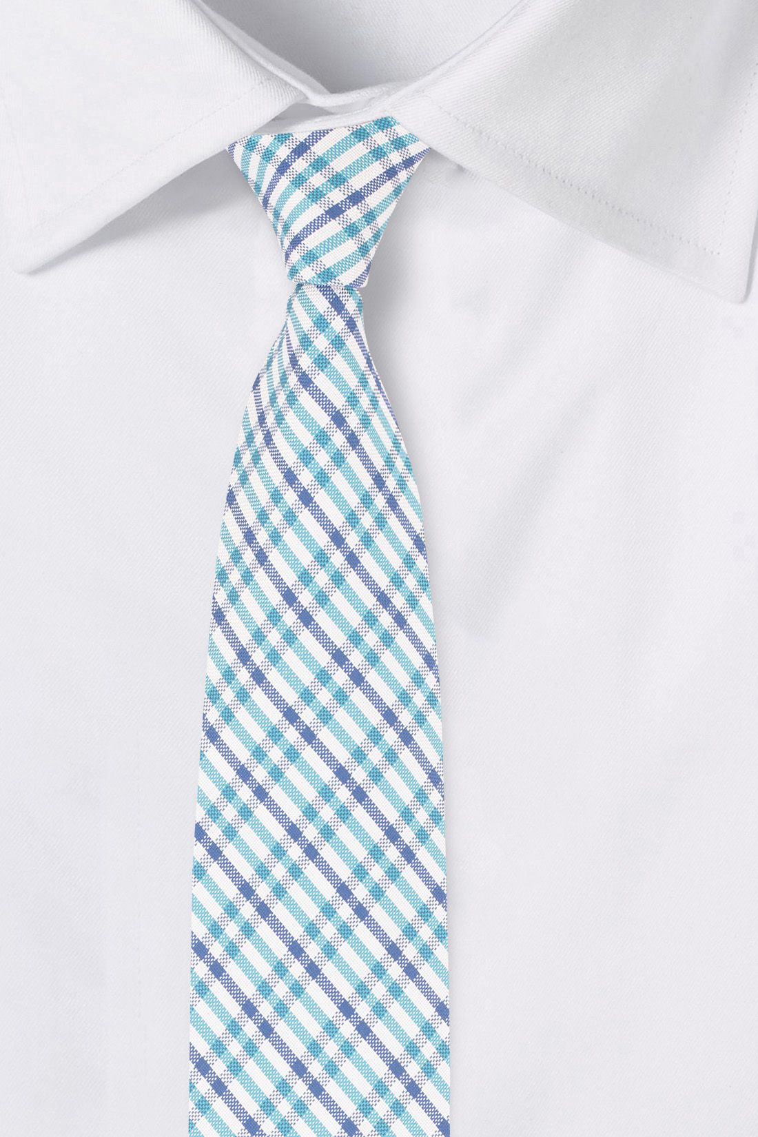 Blue Checkered Silk Necktie for Men