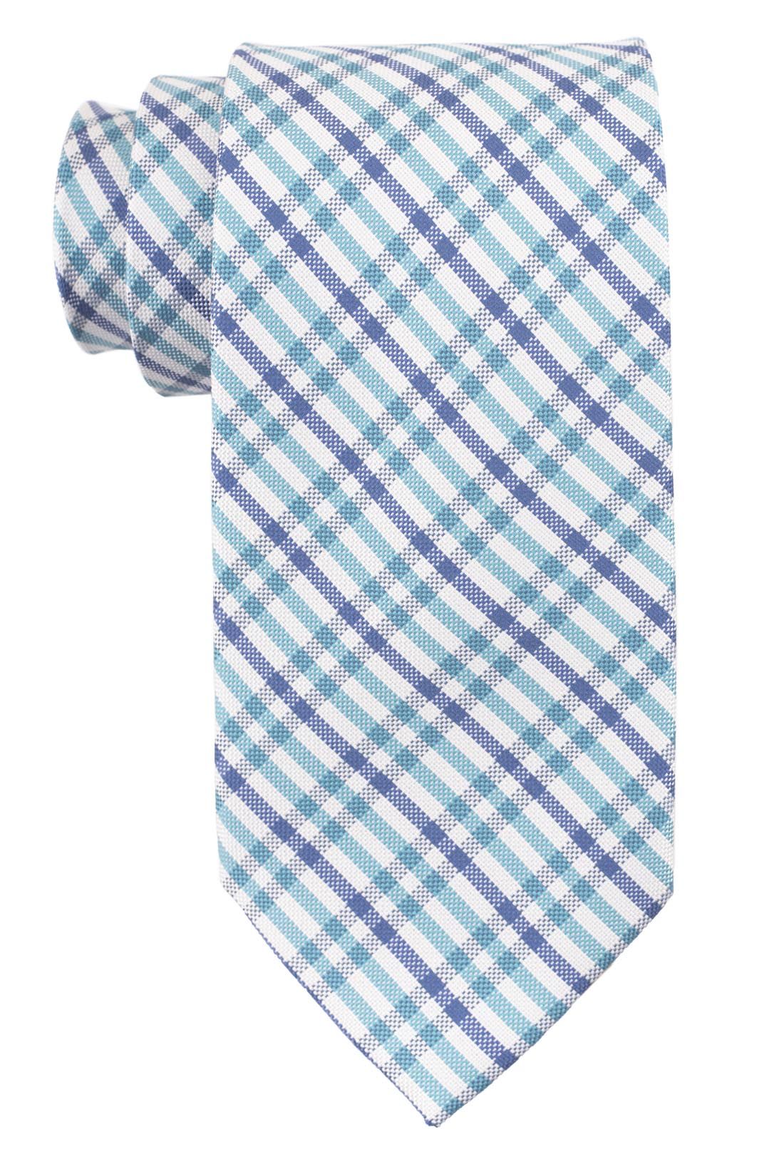 Blue Checkered Silk Necktie for Men