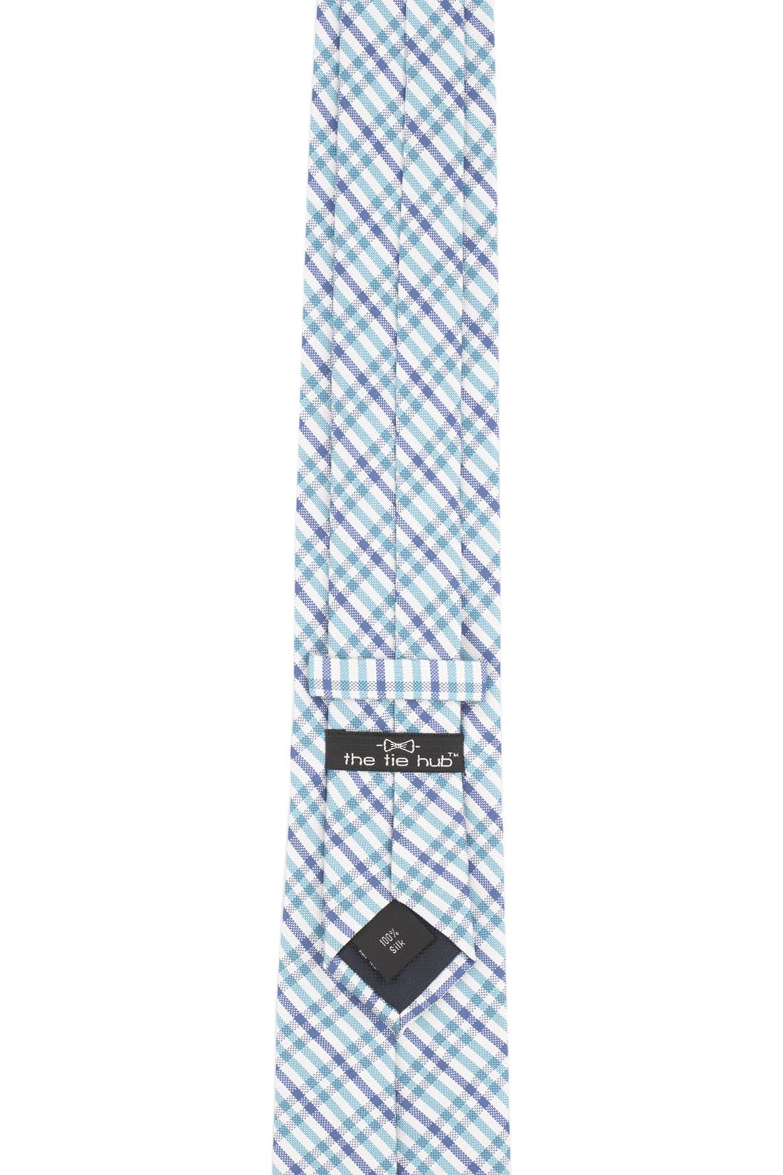 Blue Checkered Silk Necktie for Men