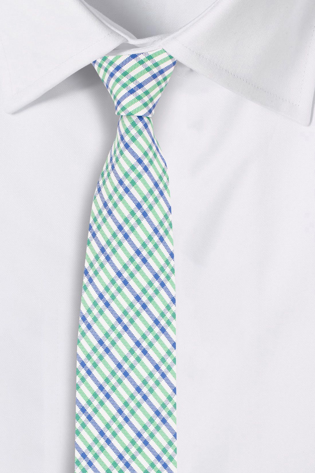 Green Checkered Silk Necktie for Men
