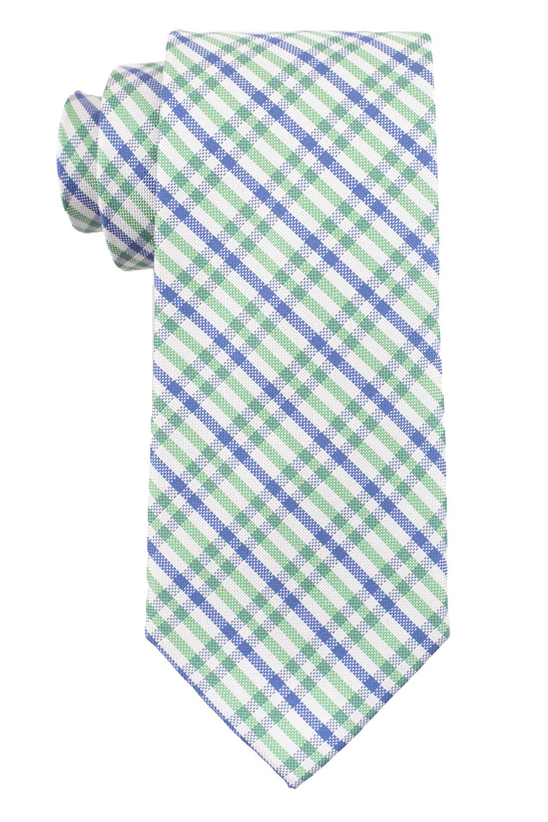 Green Checkered Silk Necktie for Men
