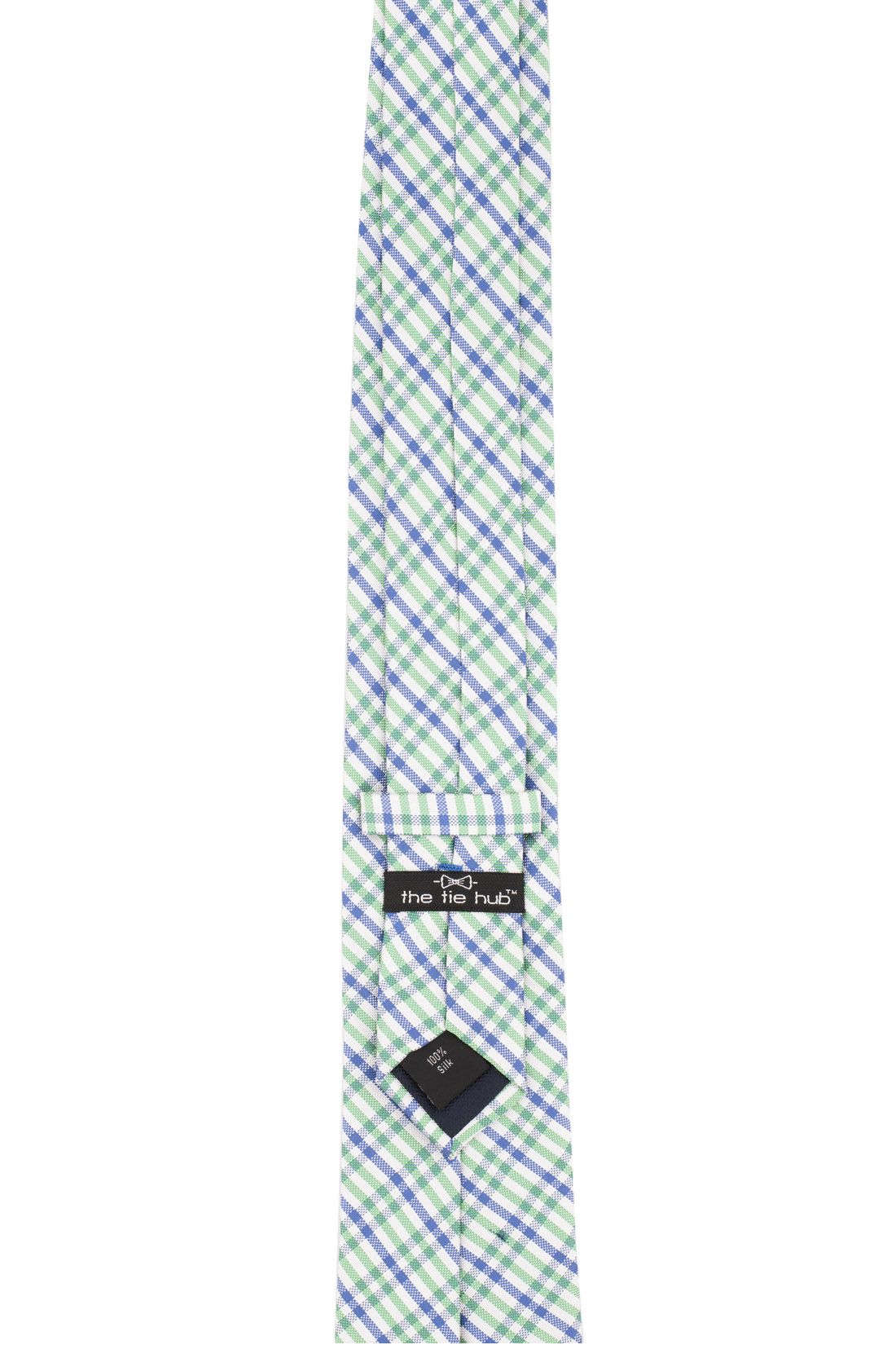 Green Checkered Silk Necktie for Men