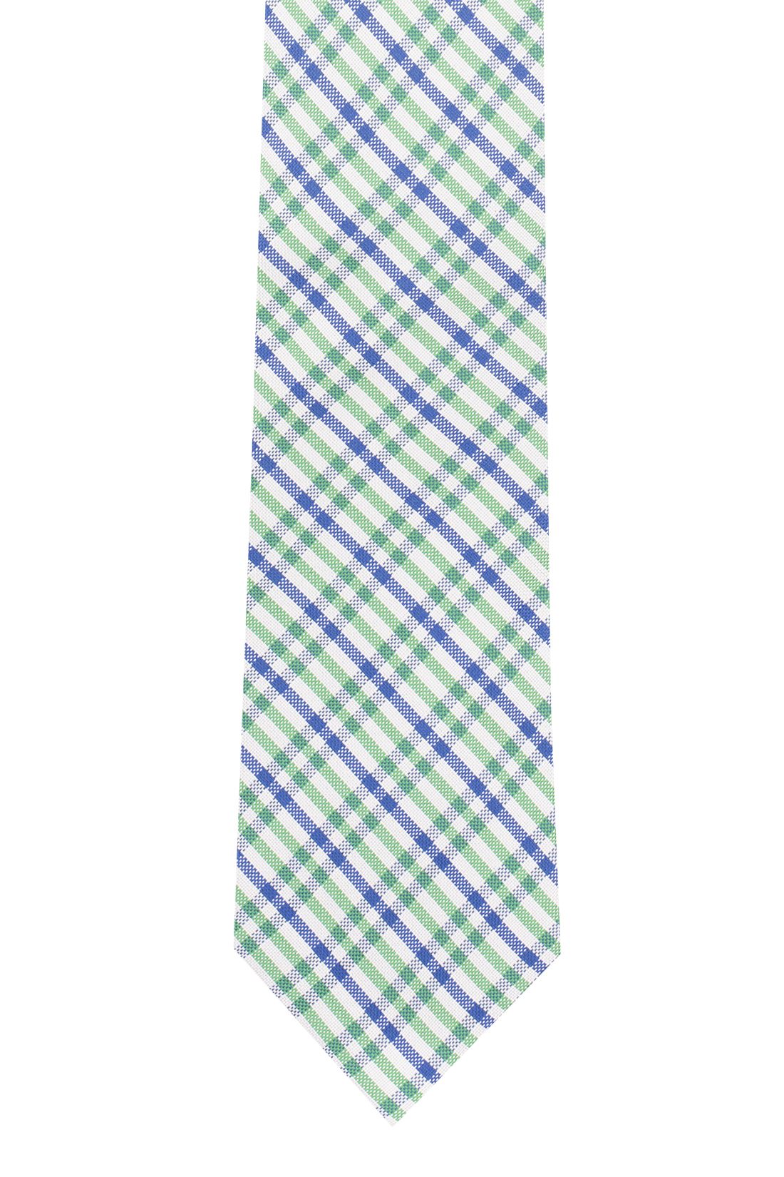 Green Checkered Silk Necktie for Men