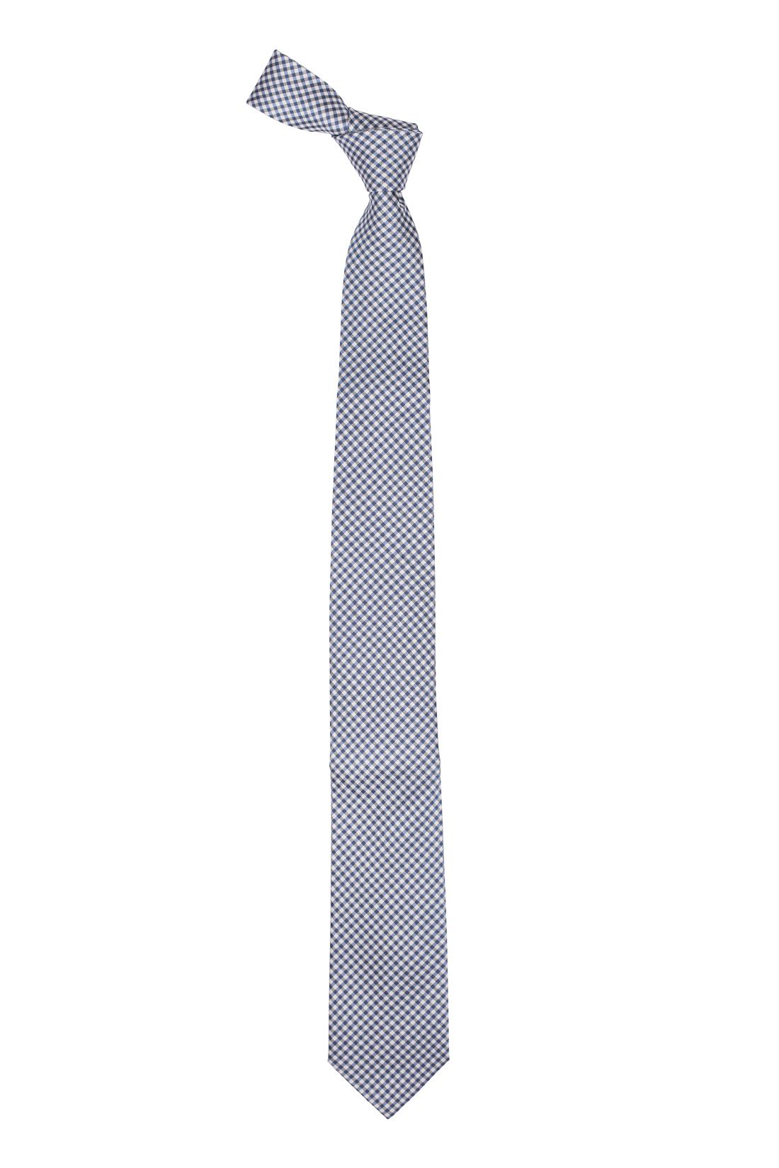 Blue Checkered Silk Necktie for Men