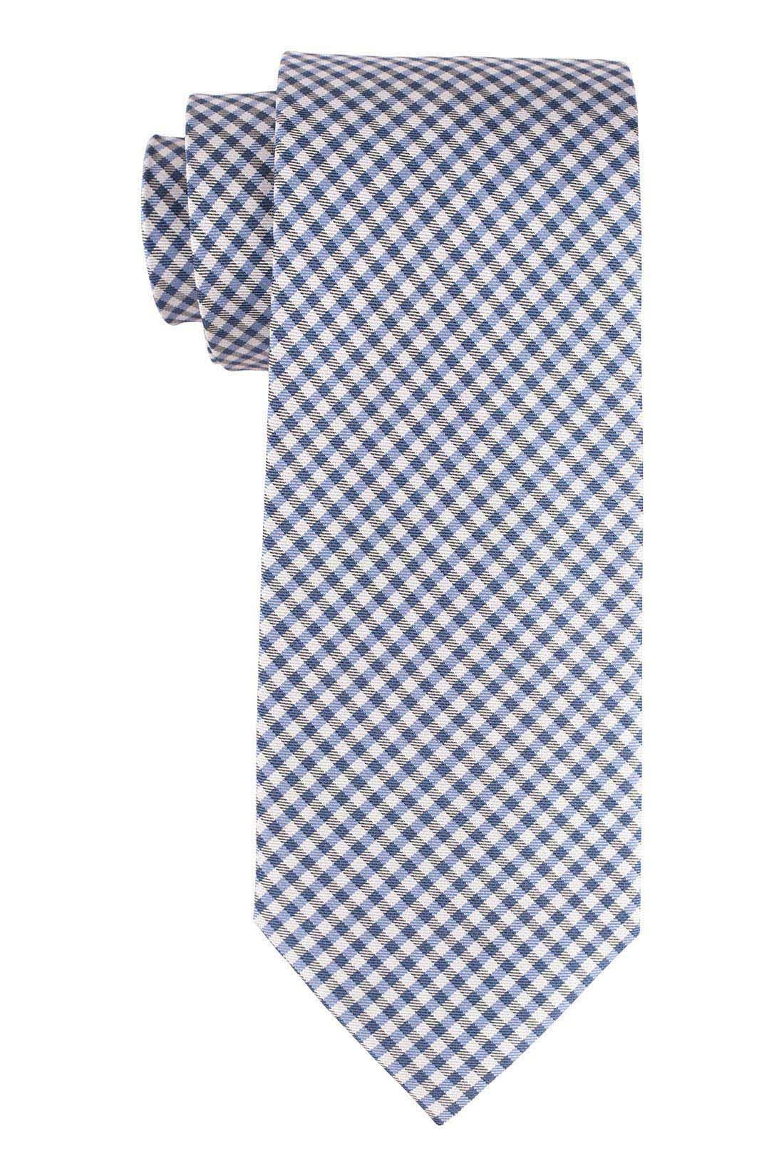 Blue Checkered Silk Necktie for Men