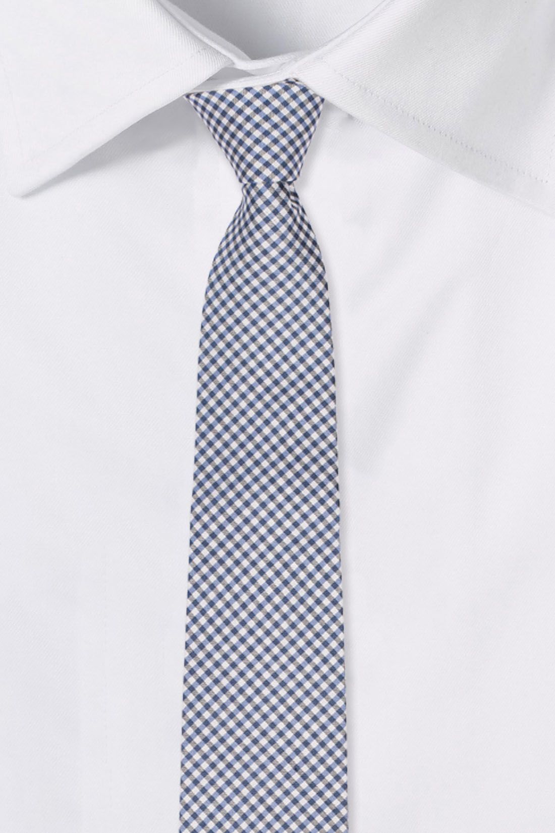 Blue Checkered Silk Necktie for Men