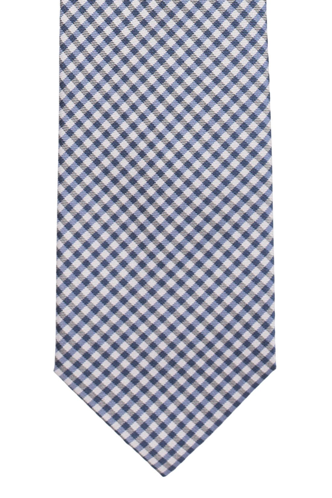 Blue Checkered Silk Necktie for Men