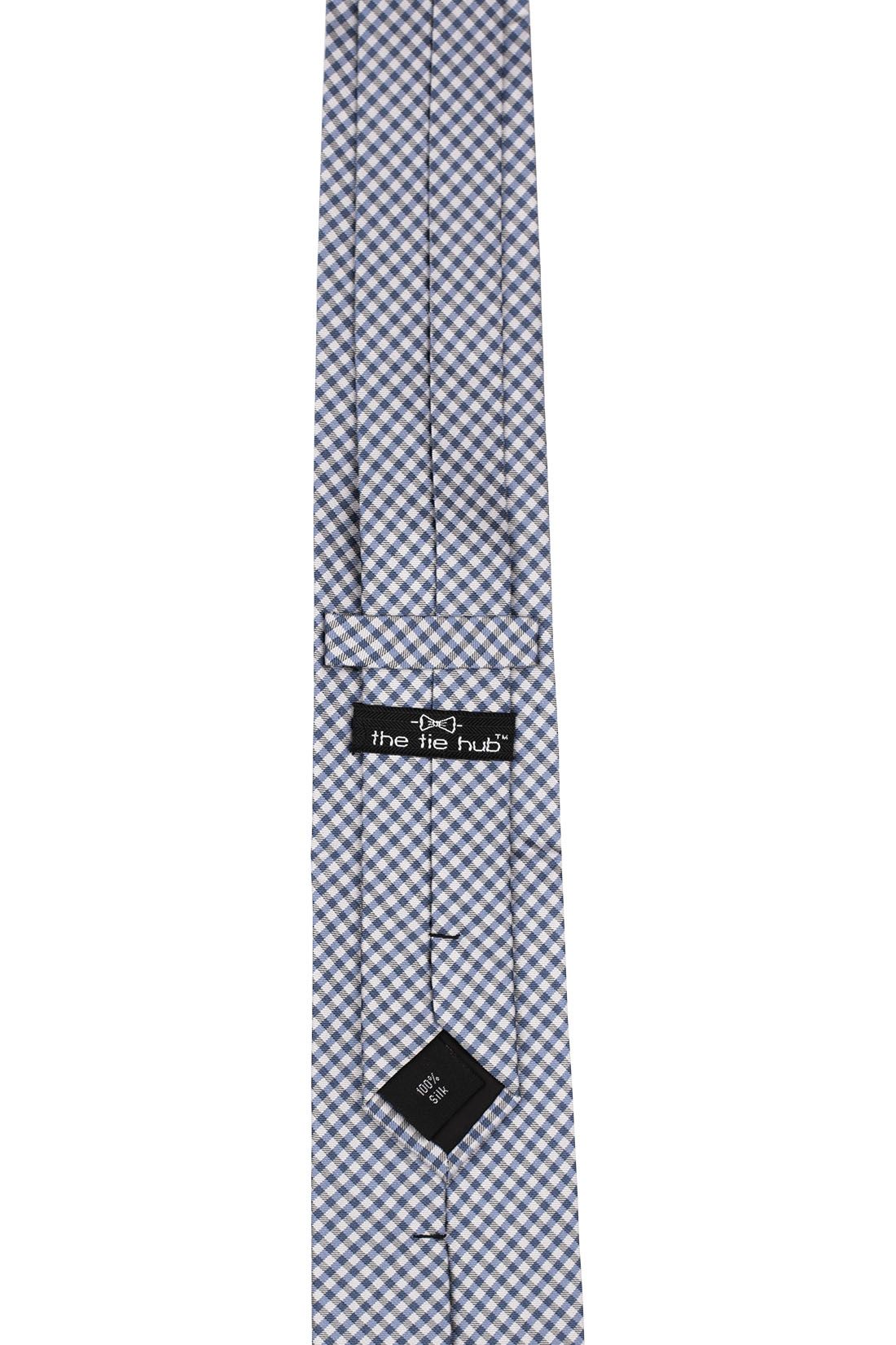 Blue Checkered Silk Necktie for Men