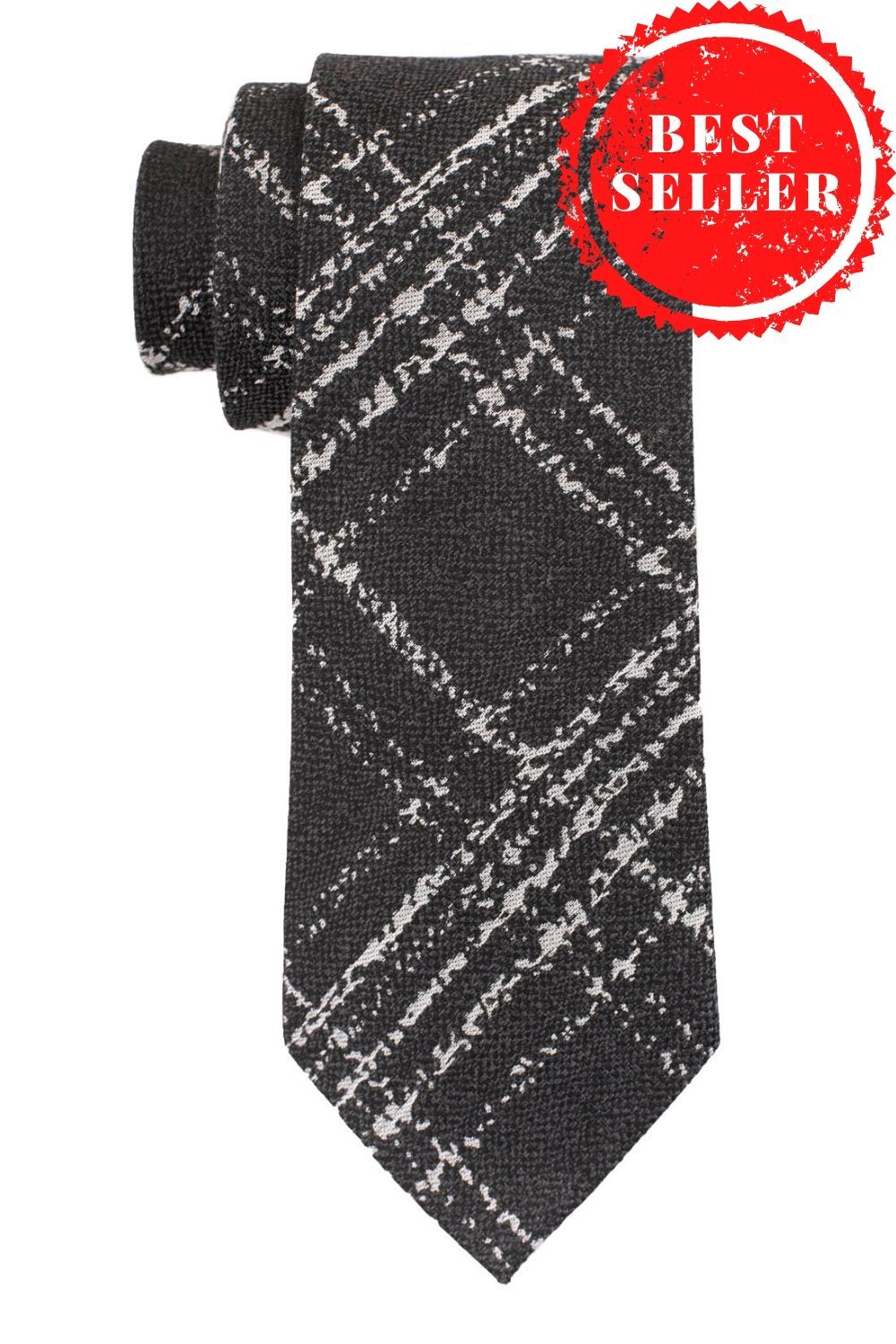 Black Checkered Silk Necktie for Men